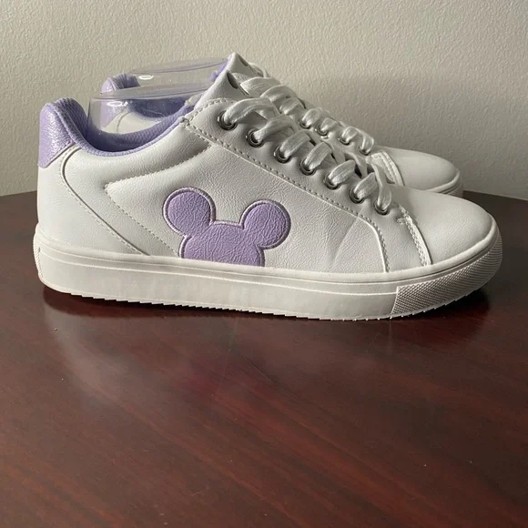 Disney Mickey Mouse ladies character court sneakers size 9 white and purple - Picture 3 of 9